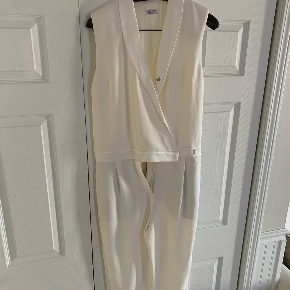 Brunello Cucinelli white jumpsuit.